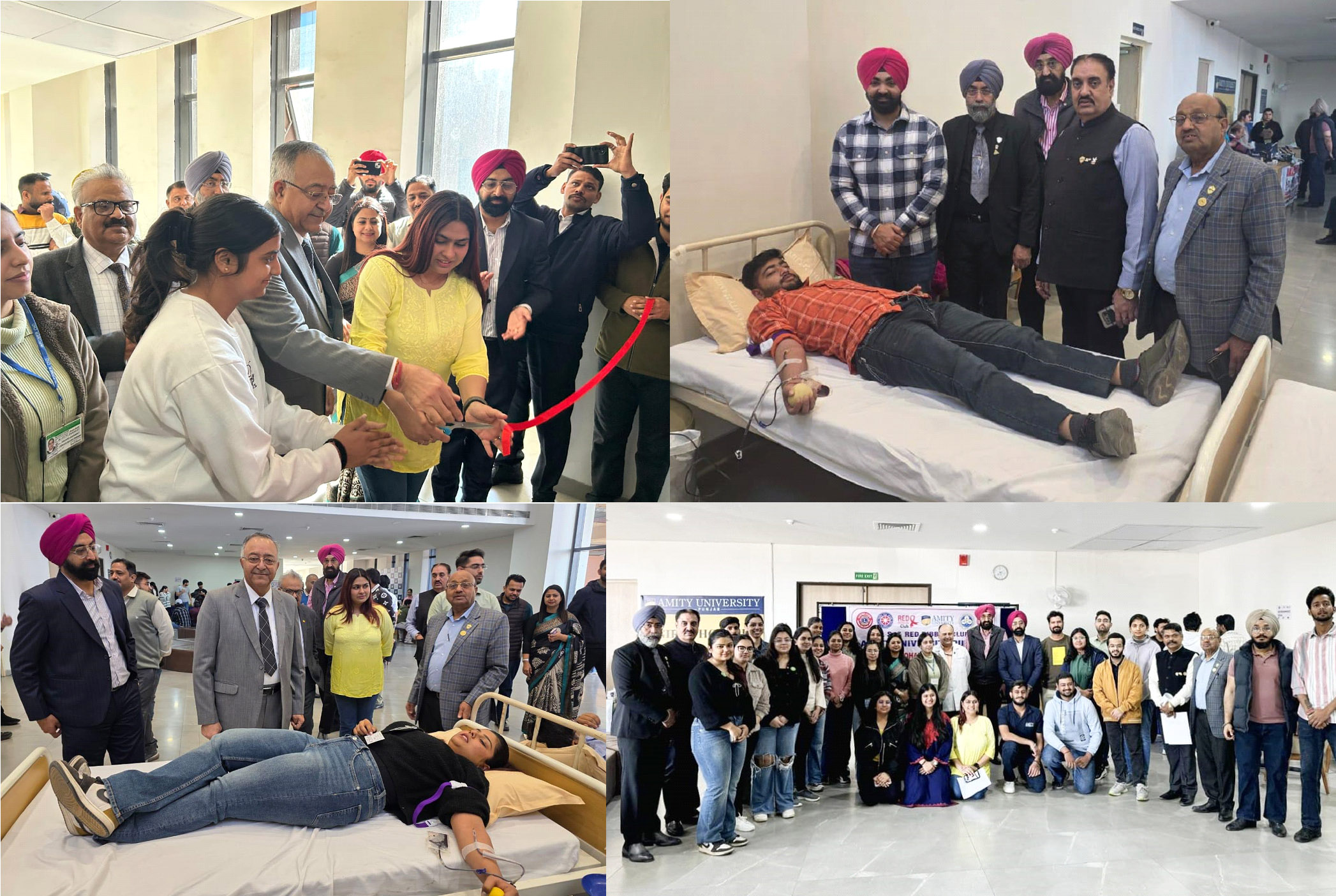 एमिटी यूनिवर्सिटी पंजाब की एनएसएस यूनिट्स और रेड रिबन क्लब* के सहयोग से *एमिटी यूनिवर्सिटी, आईटी सिटी, सेक्टर 82, मोहाली में रक्तदान शिविर का आयोजन किया।